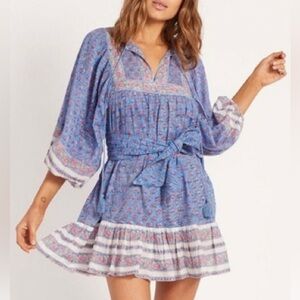 Cleobella Maggie Blue Block Print Dress